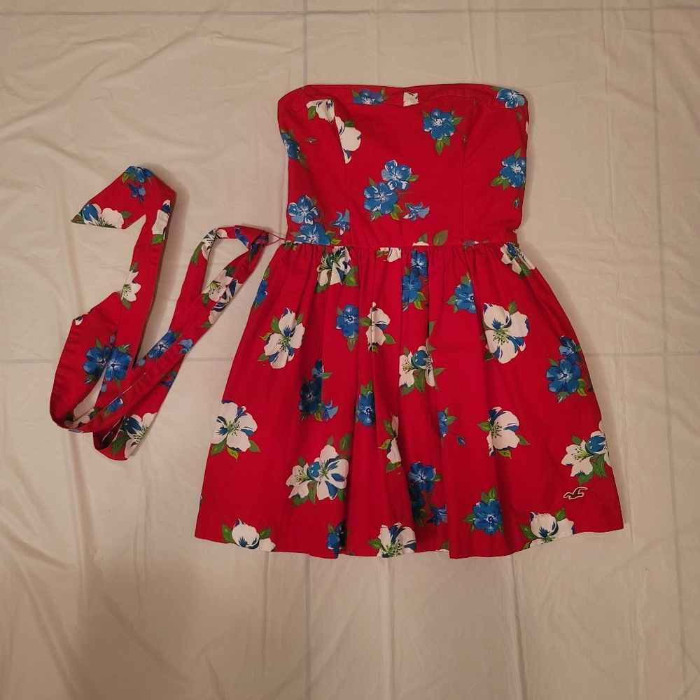 Hollister Sleeveless Red Floral Dress Size Large